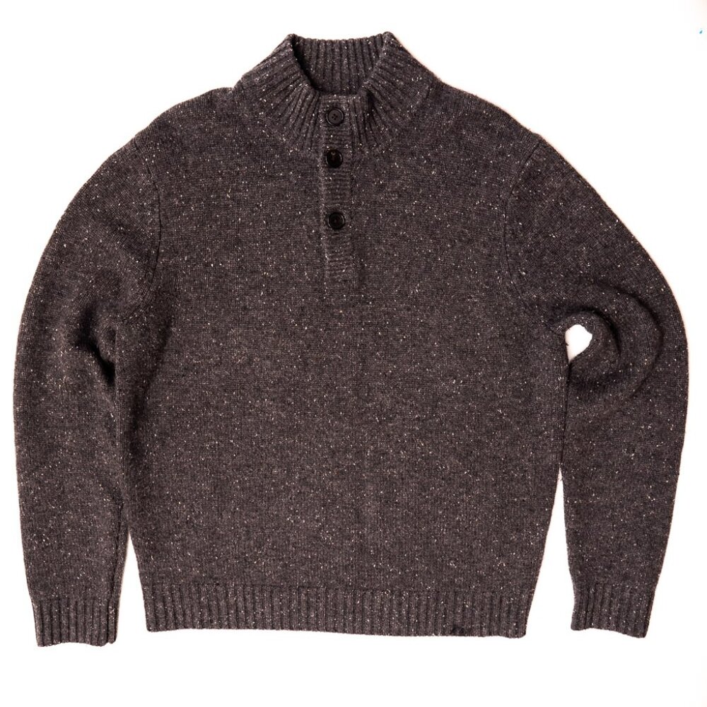 Neiman Marcus 100% Cashmere Sweater Men's Large Mock Neck 3-button PERFECT
